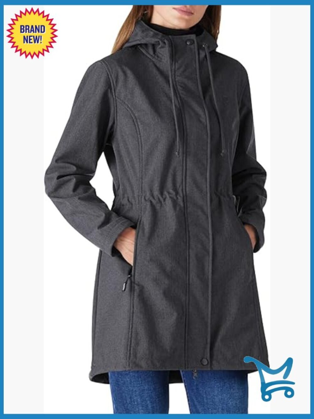 Women's Lightweight Fleece Lined Softshell Rain Jacket Hooded Coat